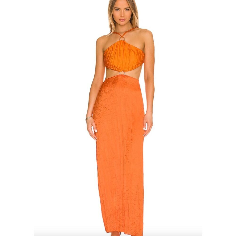 Baobab Collection Orange Maxi Dress with Cutout